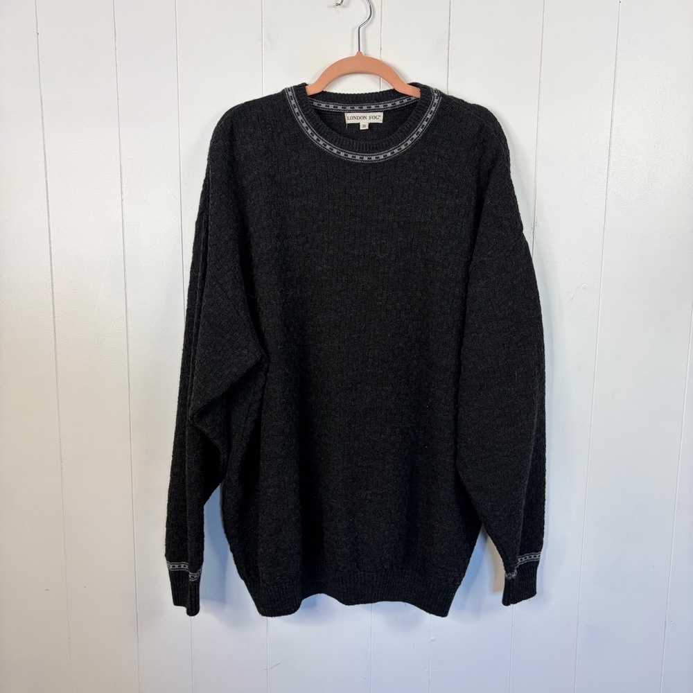 Vintage Gray Crew Neck Pullover Sweater Nordic Wool Blend 1990s Preppy Mens 2X - Picture 4 of 11